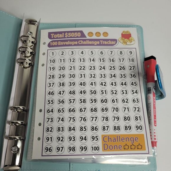 100 Envelopes Money Savings Challenge Binder Budget - Picture 3 of 7